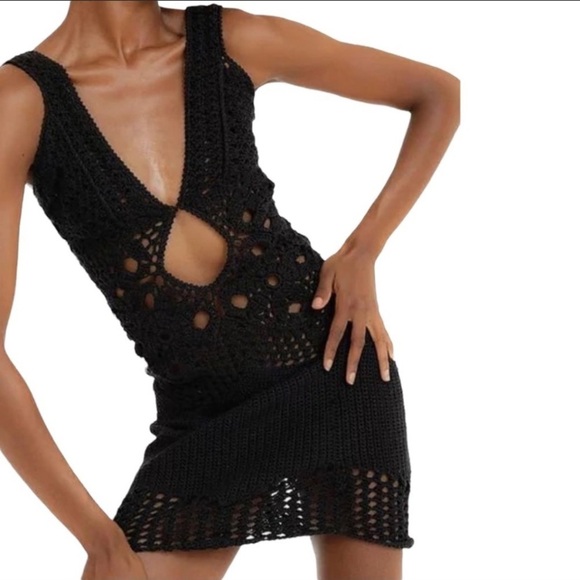 Tach Clothing New With Tags Fauna Crochet Dress In Black Size Large - Picture 10 of 15